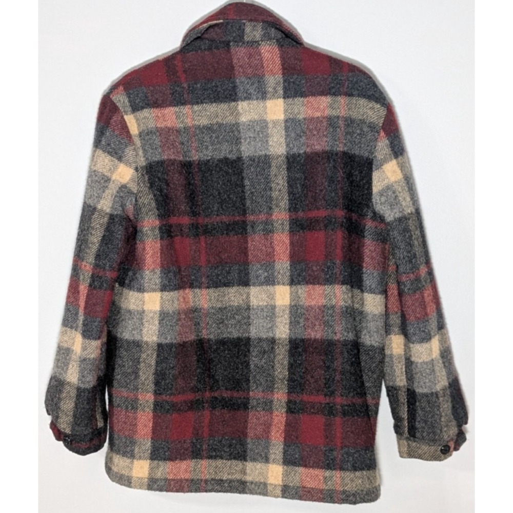 Vintage (80s) Woolrich Plaid Wool Blend Coat Jacket 16056 Small Made USA Rugged - Picture 6 of 9